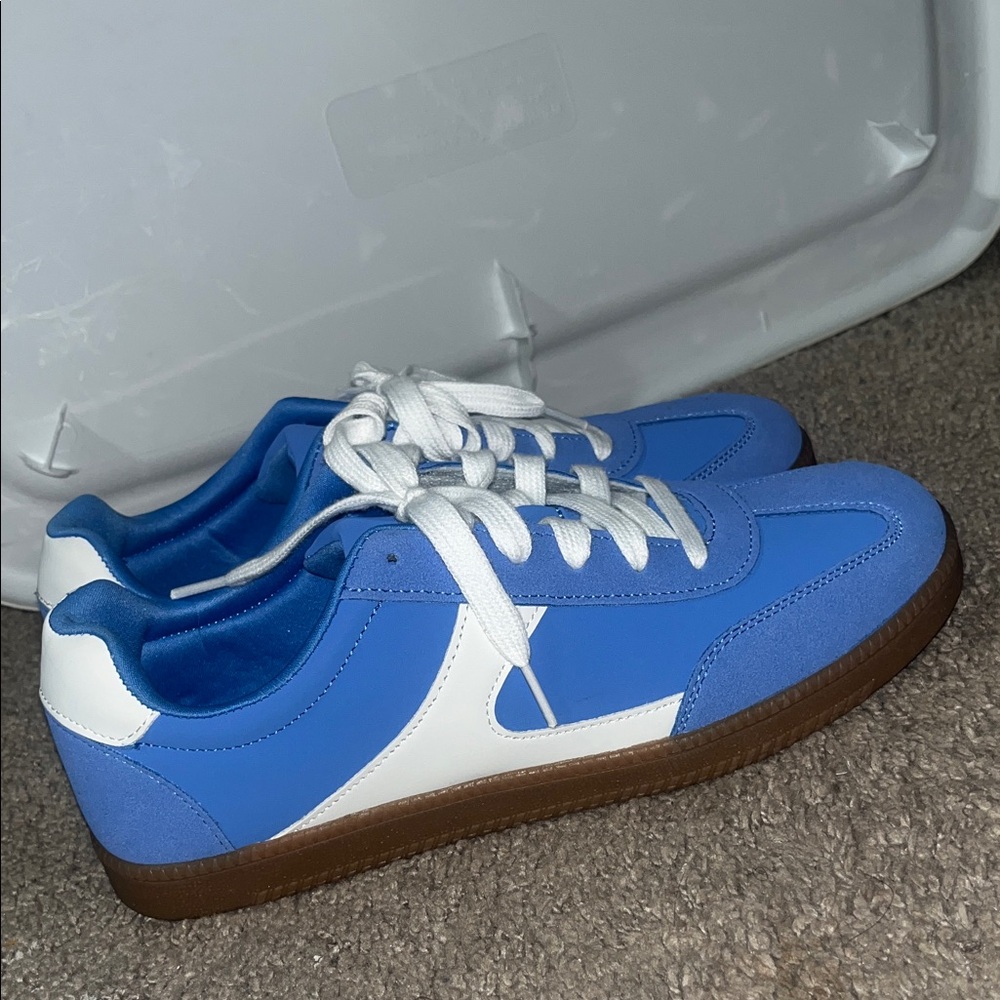 Blue and White Sneakers